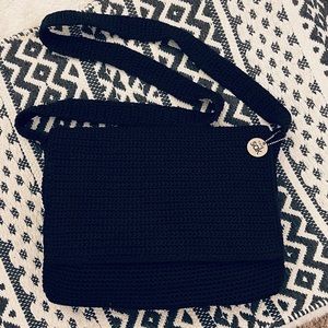 The Sak flap front knit hand bag black